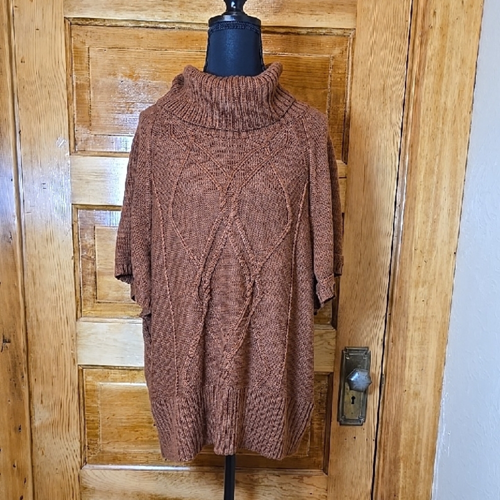 Apt. 9 Warm Brown Short Sleeve Turtleneck Sweater 1X